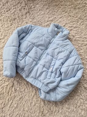 Baby Blue Cropped Puffer Jacket Size XS